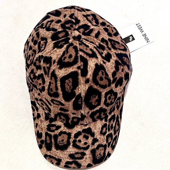 Nine West Leopard Corduroy Baseball Cap Hat Brown/Black - Picture 5 of 13